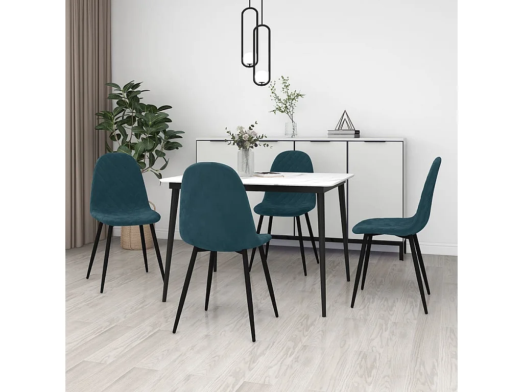 Chaises de salle à manger 4 pcs Bleu Velours 4