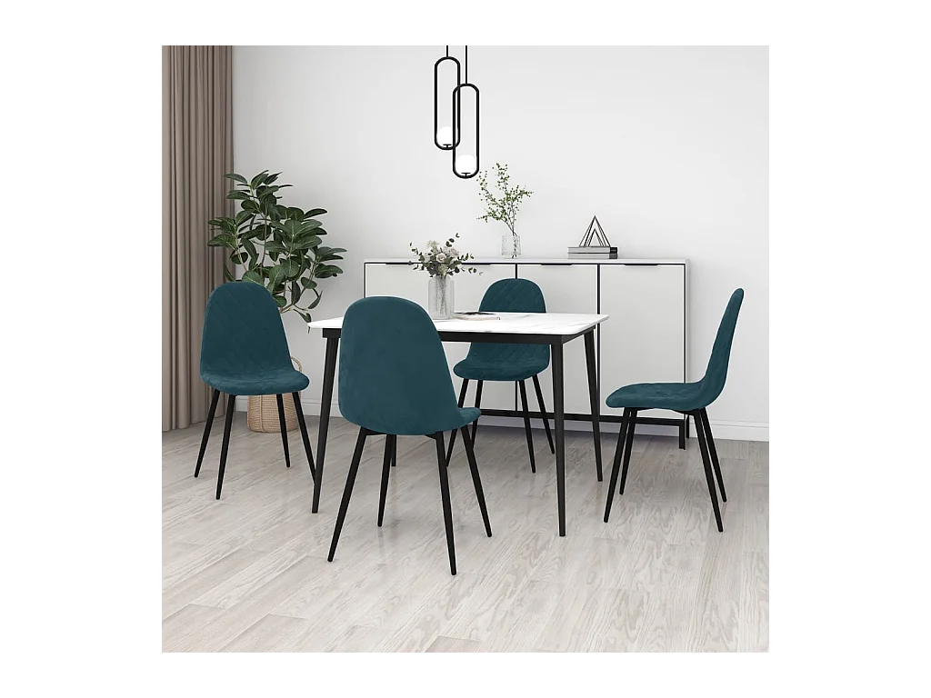Eetkamerstoelen 4 st fluweel blauw