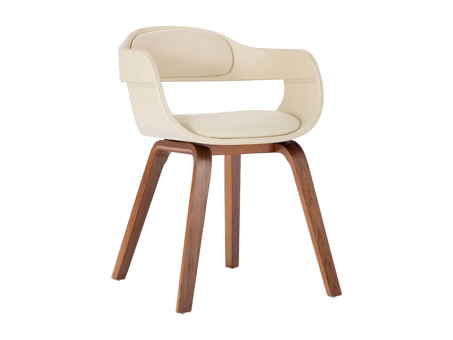 Chaises de salle à manger 4 pcs Crème Similicuir et bois courbé 3