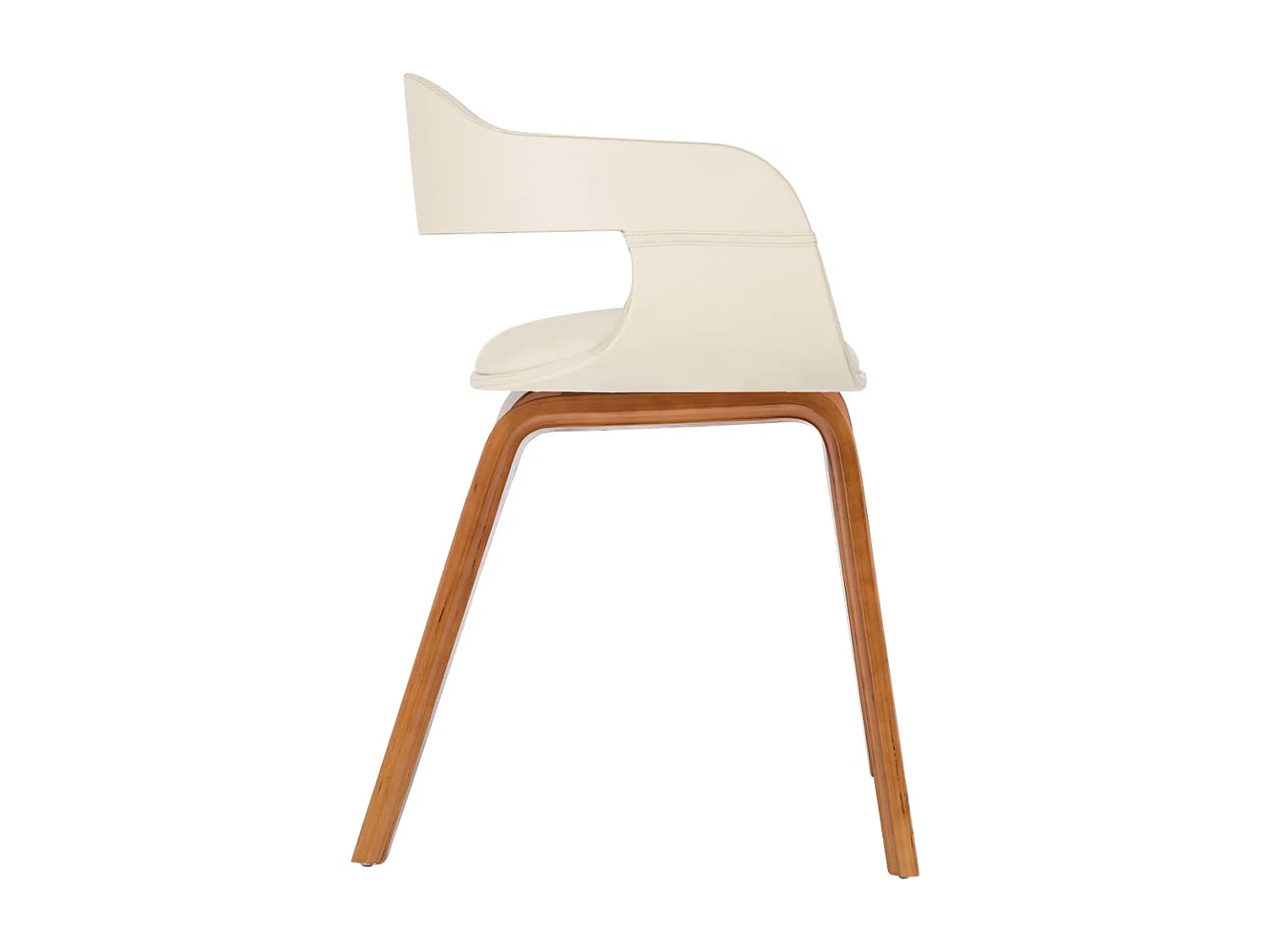 Chaises de salle à manger 4 pcs Crème Similicuir et bois courbé 3