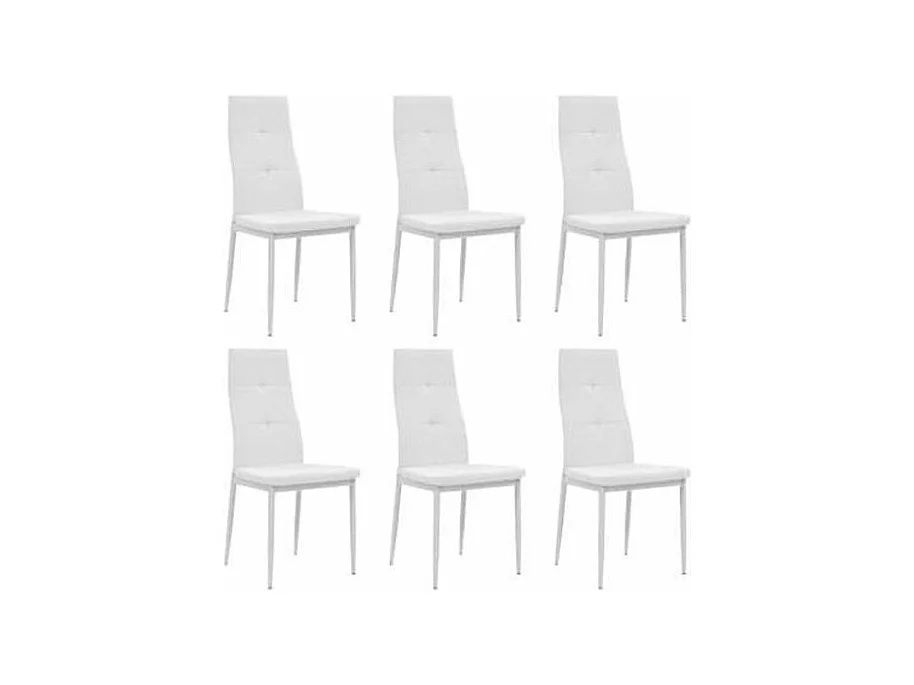 Chaise à manger similicuir blanc et pieds métal noir Mikarel - Lot de 6