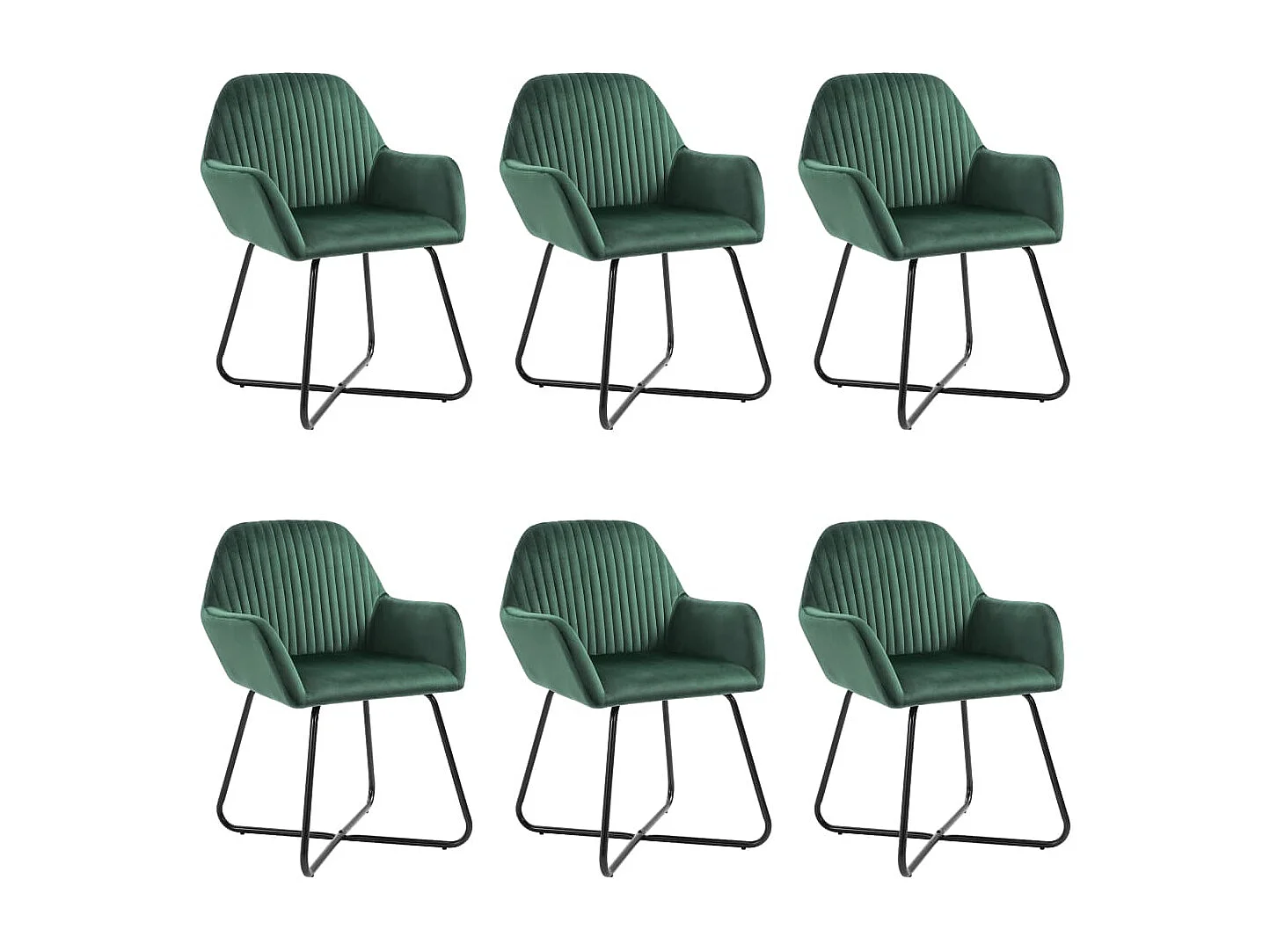 Chaises de salle à manger 6 pcs Vert Velours 2
