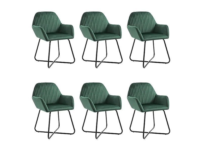 Chaises de salle à manger 6 pcs Vert Velours 2