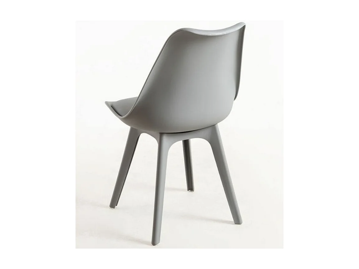 Silla moderna Arko de polipropileno y cojín de asiento de piel sintética gris claro