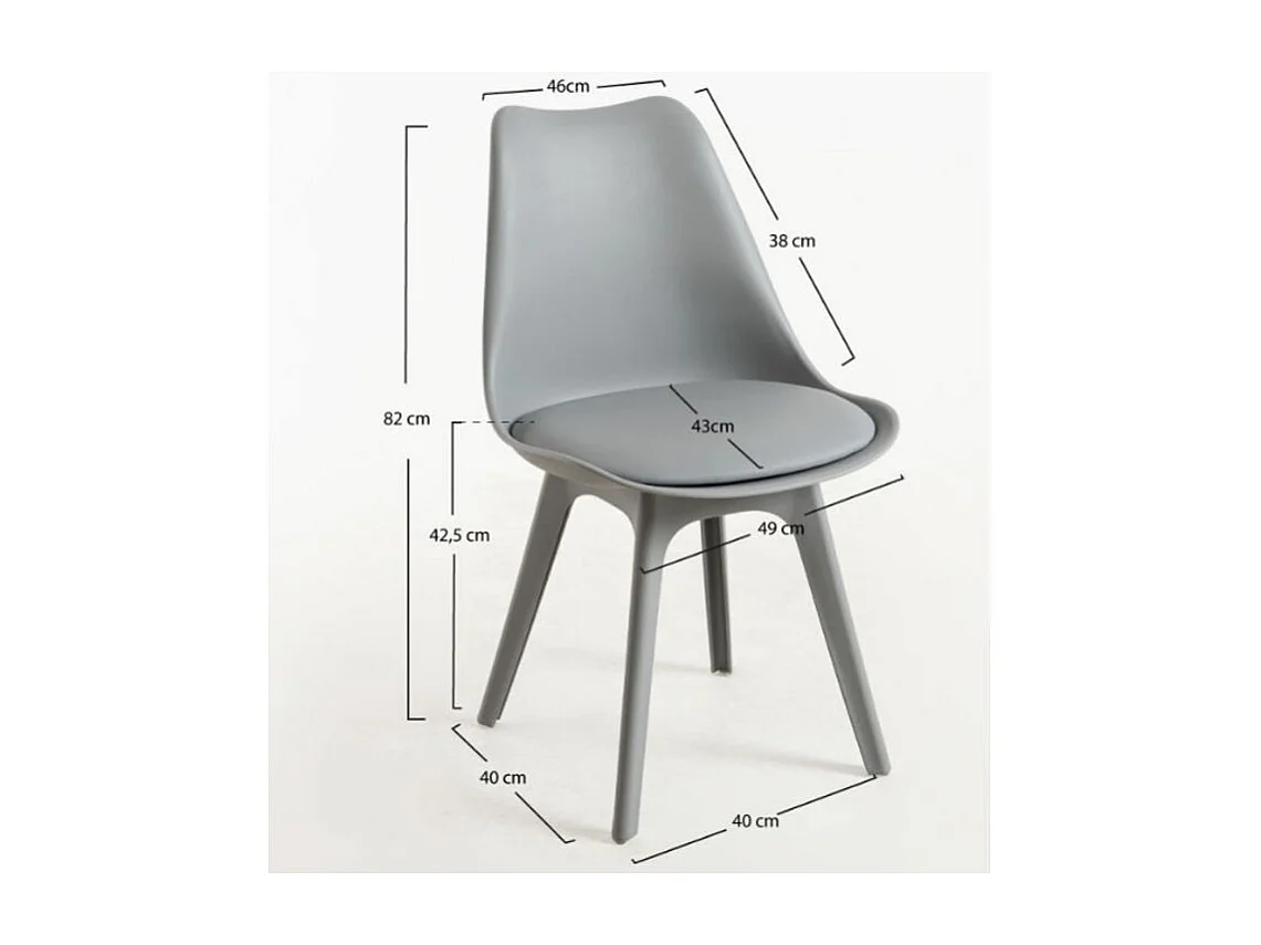 Silla moderna Arko de polipropileno y cojín de asiento de piel sintética gris claro