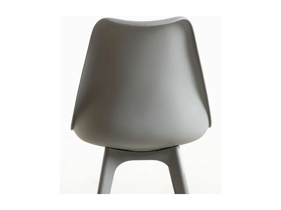 Silla moderna Arko de polipropileno y cojín de asiento de piel sintética gris claro