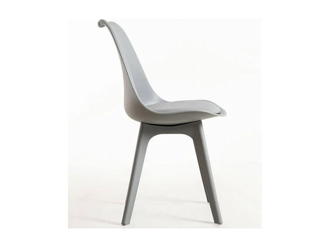 Silla moderna Arko de polipropileno y cojín de asiento de piel sintética gris claro