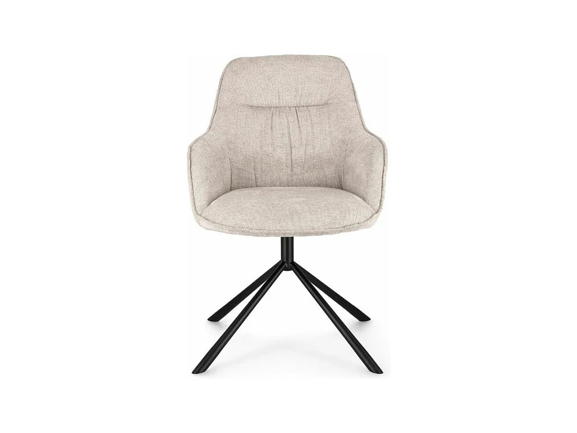 Fauteuil design tissu doux beige clair et pieds acier noir Grawa - Lot de 2