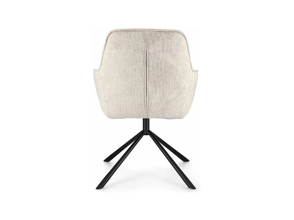 Fauteuil design tissu doux beige clair et pieds acier noir Grawa - Lot de 2