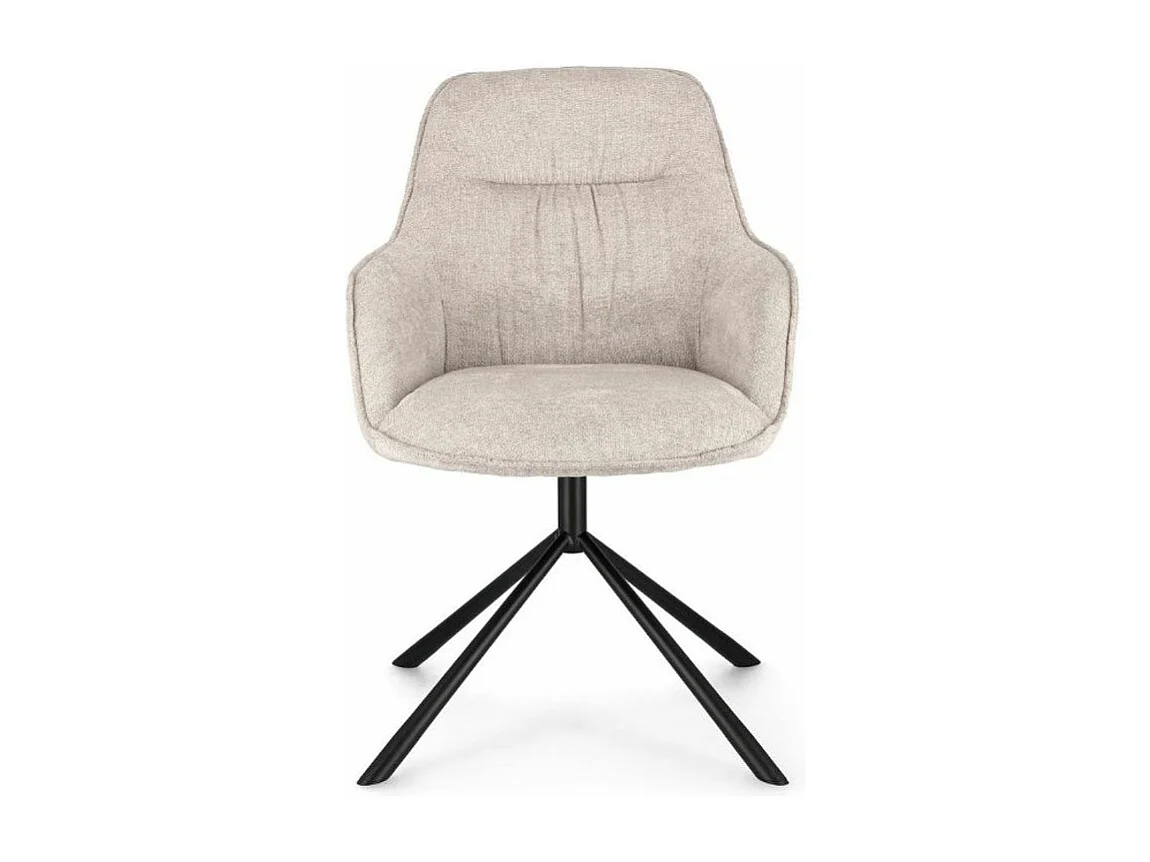 Fauteuil design tissu doux beige clair et pieds acier noir Grawa - Lot de 2