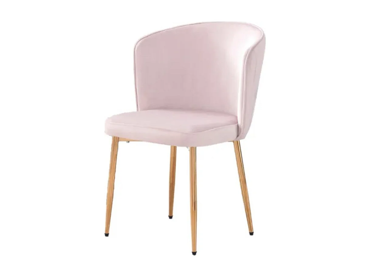 Lot de 4 chaises en velours et pieds métal doré Komi-Couleur Rose clair