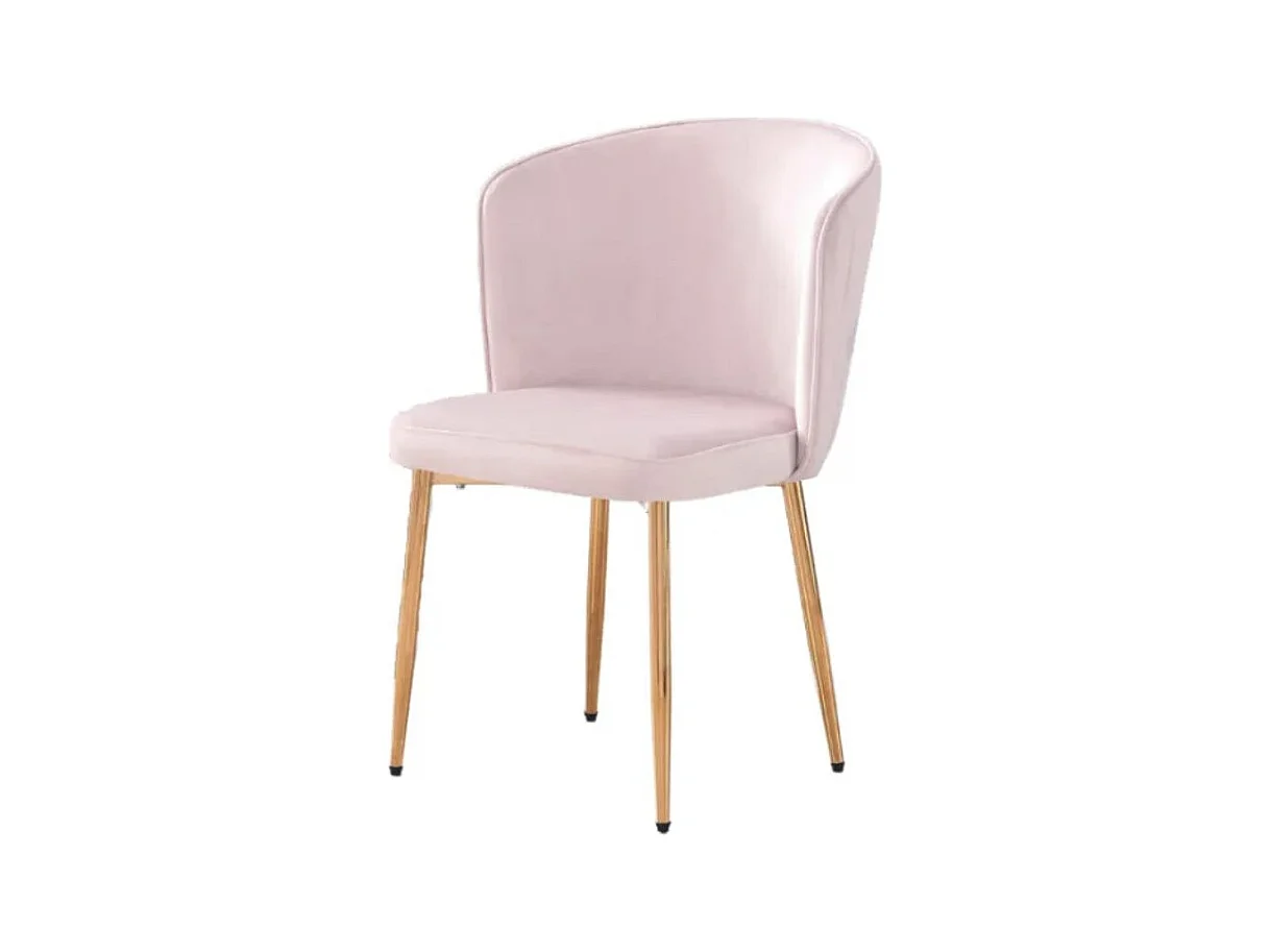 Lot de 4 chaises en velours et pieds métal doré Komi-Couleur Rose clair