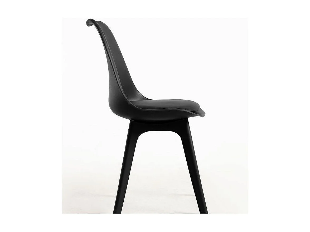 Silla moderna Arko de polipropileno y cojín de asiento de piel sintética negra