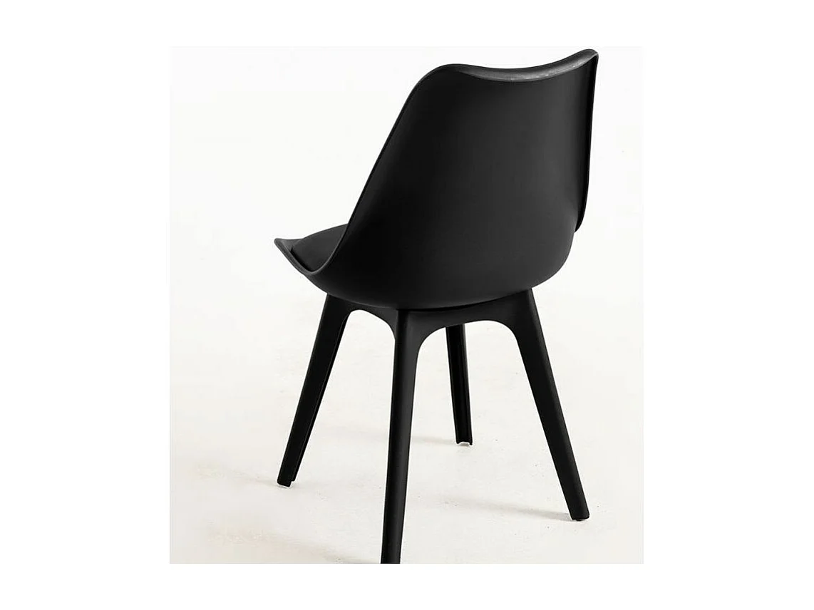 Silla moderna Arko de polipropileno y cojín de asiento de piel sintética negra