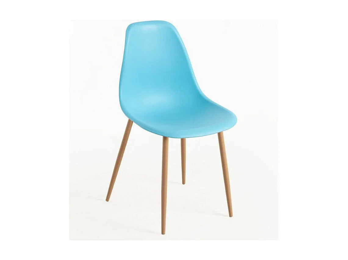 Chaise scandinave bleu turquoise et naturel Kerry - Lot de 2