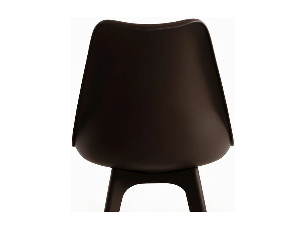 Silla moderna Arko de polipropileno y cojín de asiento en símil piel color chocolate