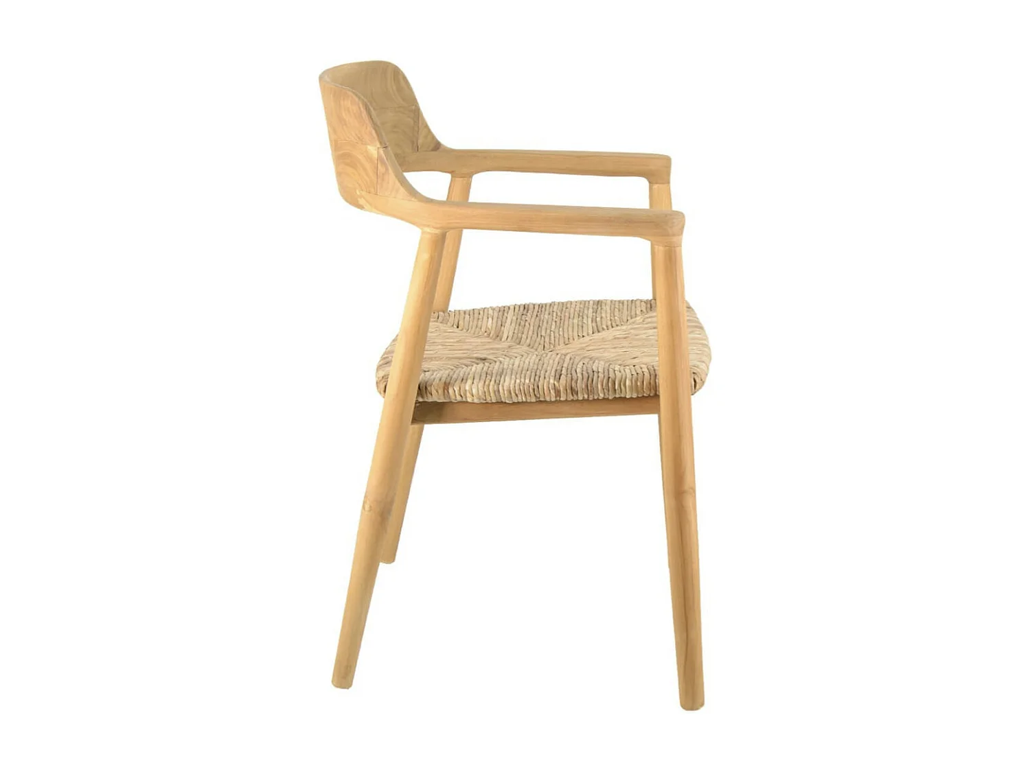 Silla Louika de madera maciza natural y asiento de ratán.