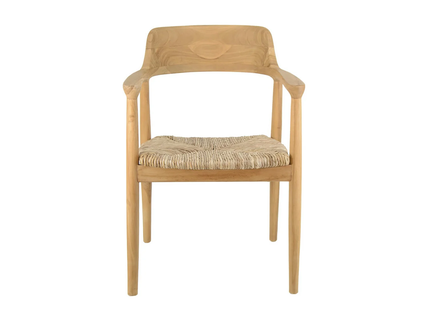 Chaise en bois massif naturel et assise en rotin Louika