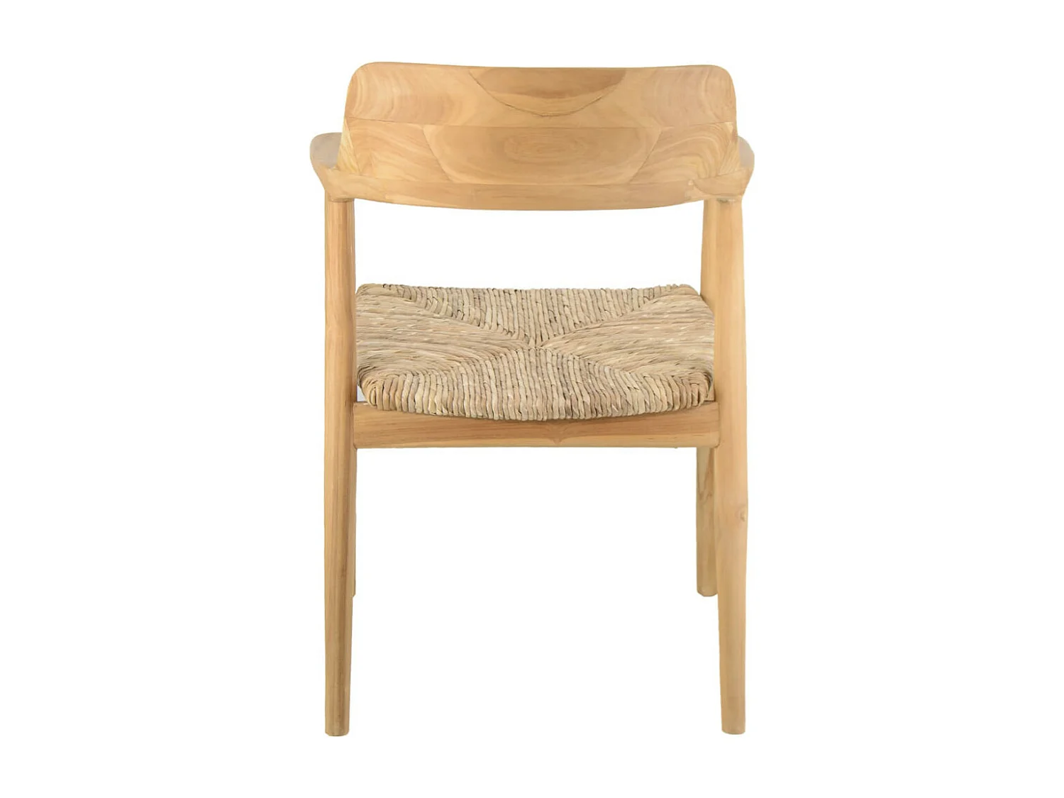 Chaise en bois massif naturel et assise en rotin Louika