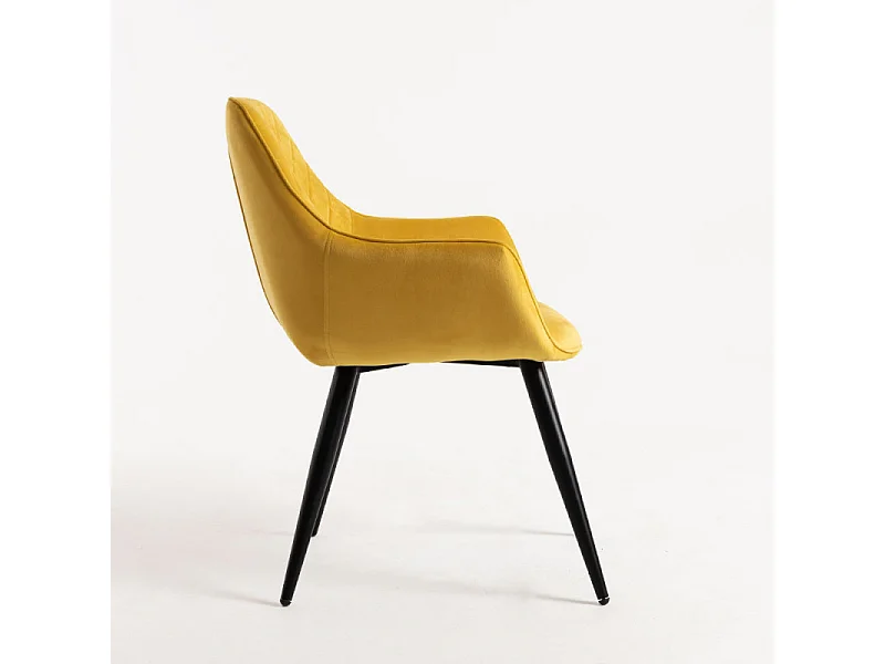 Chaise velours jaune et pieds métal noir Zonky - Lot de 2