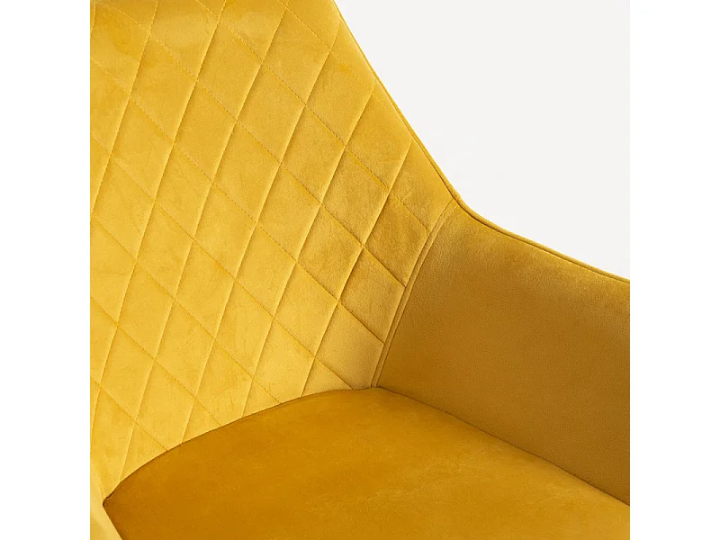 Chaise velours jaune et pieds métal noir Zonky - Lot de 2