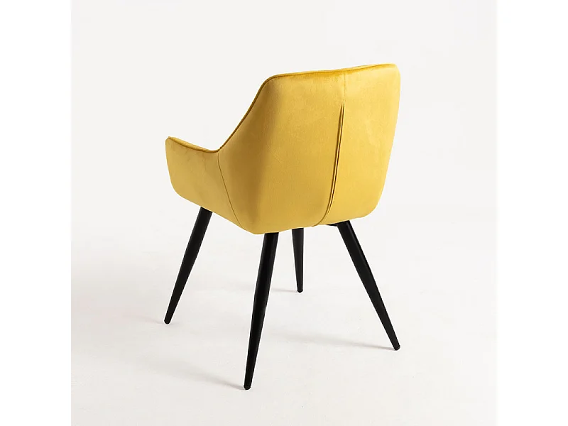 Silla Zonky de terciopelo amarillo con patas de metal negro - Lote de 2