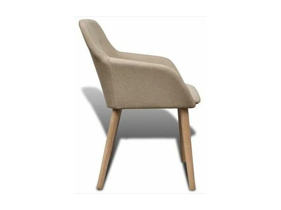 Chaise avec accoudoirs tissu beige et pieds chêne massif clair Kériam - Lot de 2