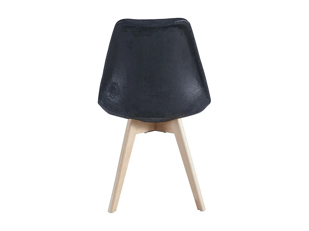 Silla Zaka con asiento vintage símil piel y patas de madera natural-Color Negro