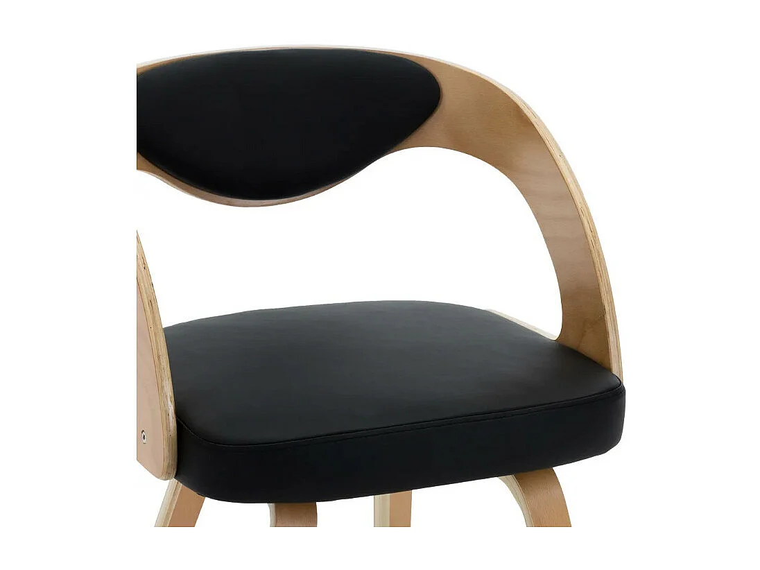Chaise de salle à manger bois clair et simili cuir noir Canva - Lot de 2