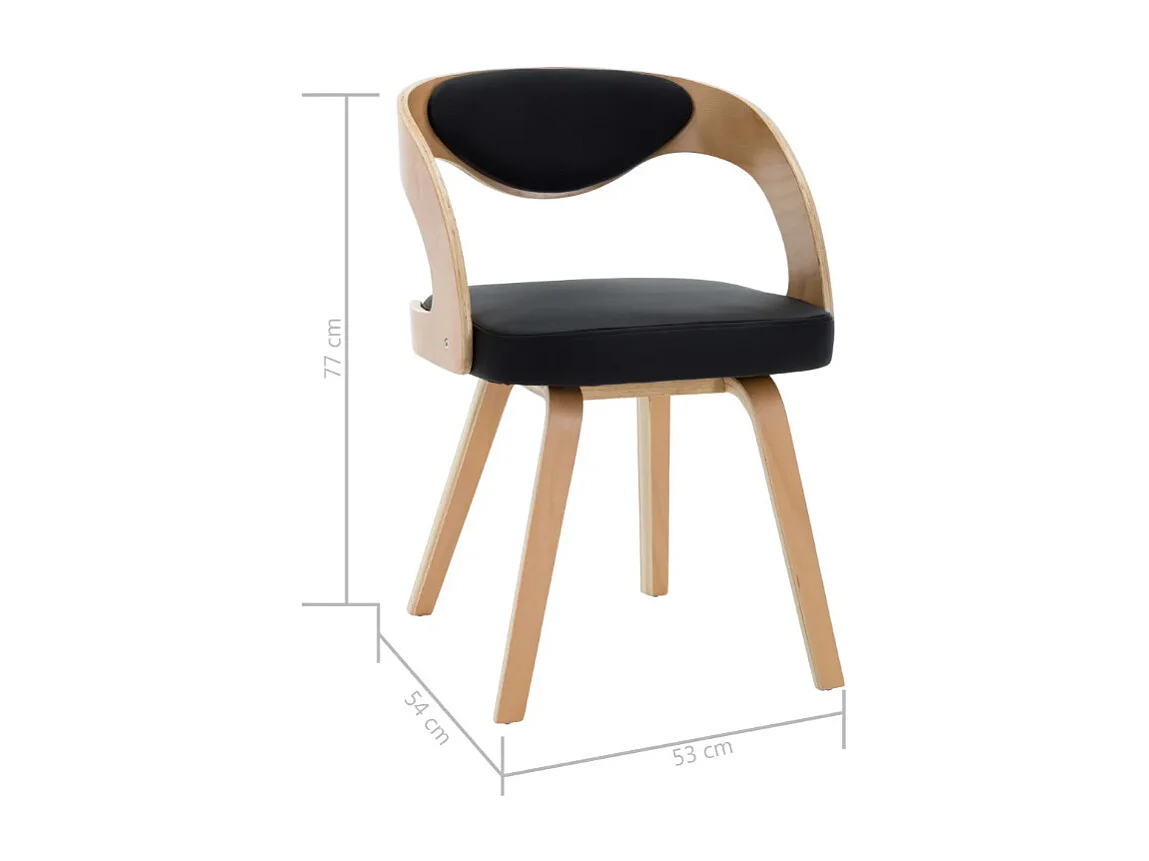 Chaise de salle à manger bois clair et simili cuir noir Canva - Lot de 2
