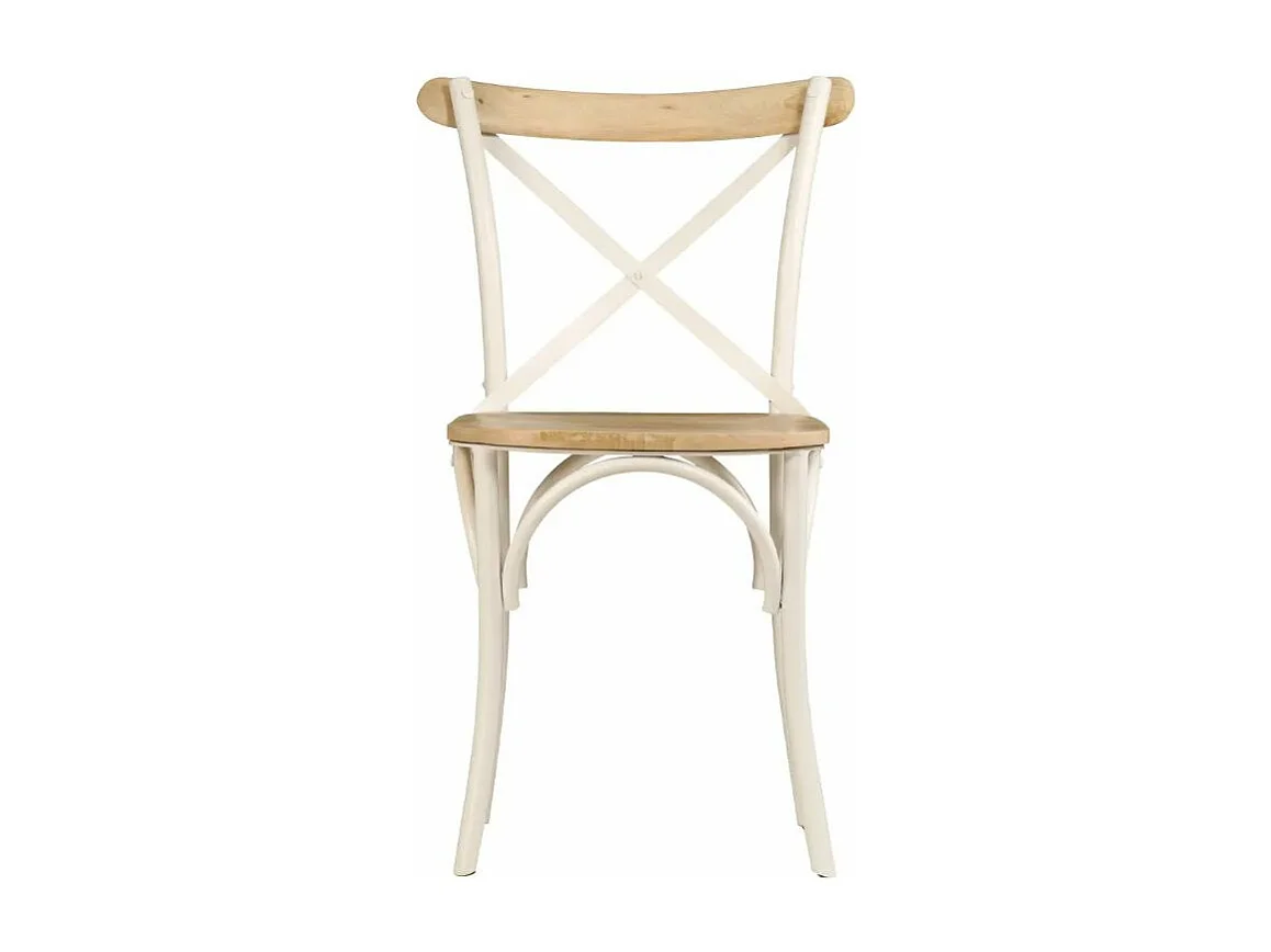 Chaise manguier massif et métal blanc Tiphen - Lot de 4