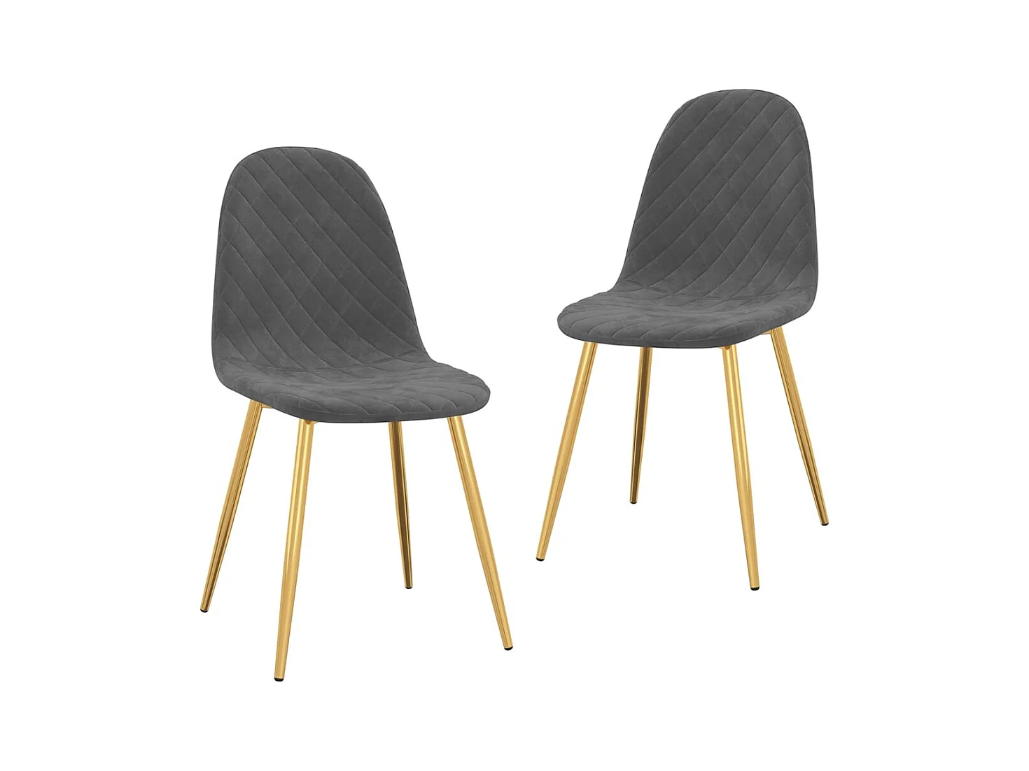 Chaise pieds métal doré et assise velours gris foncé Skyla - Lot de 2