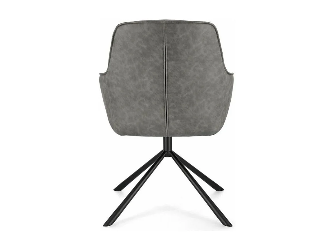 Fauteuil design simili cuir gris et pieds acier noir Grawa - Lot de 2
