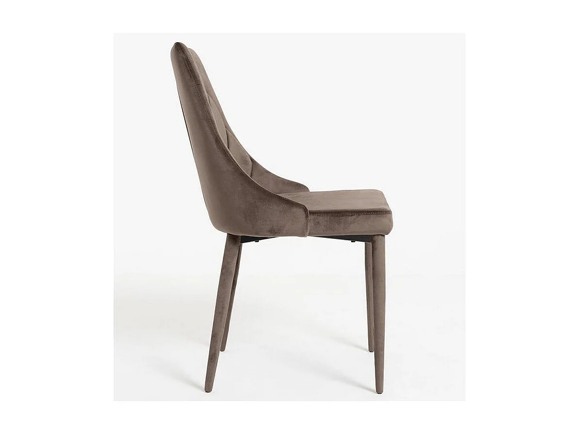 Chaise confortable velours et structure en bois marron Volki - Lot de 2