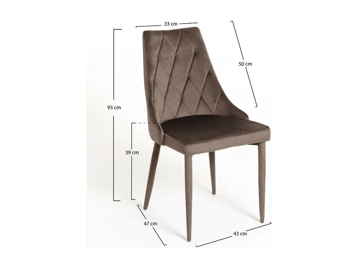 Chaise confortable velours et structure en bois marron Volki - Lot de 2