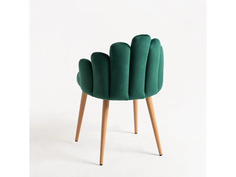 Chaise originale velours vert et pieds métal naturel Achille - Lot de 2