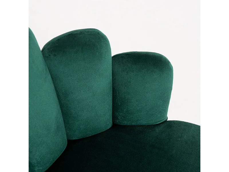 Chaise originale velours vert et pieds métal naturel Achille - Lot de 2
