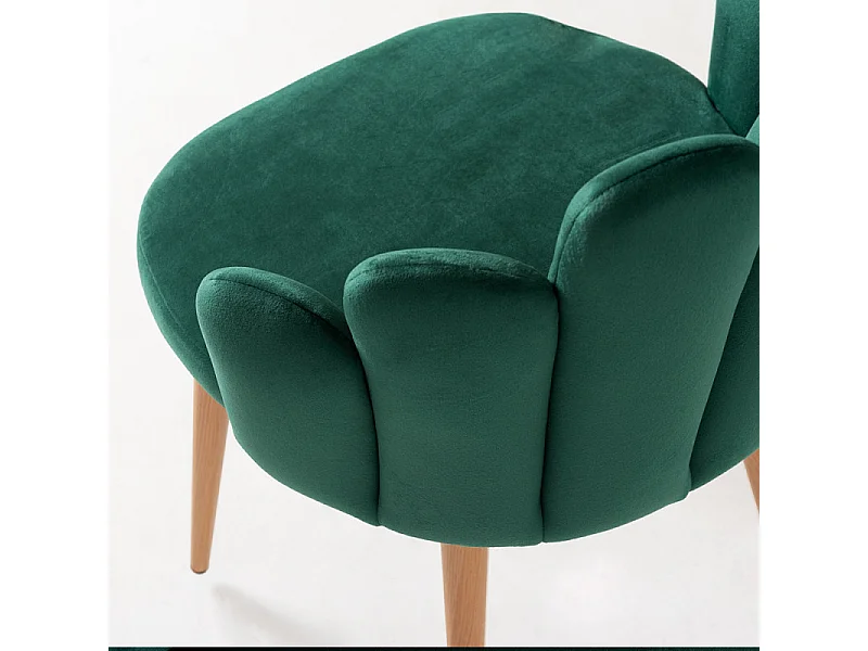 Chaise originale velours vert et pieds métal naturel Achille - Lot de 2