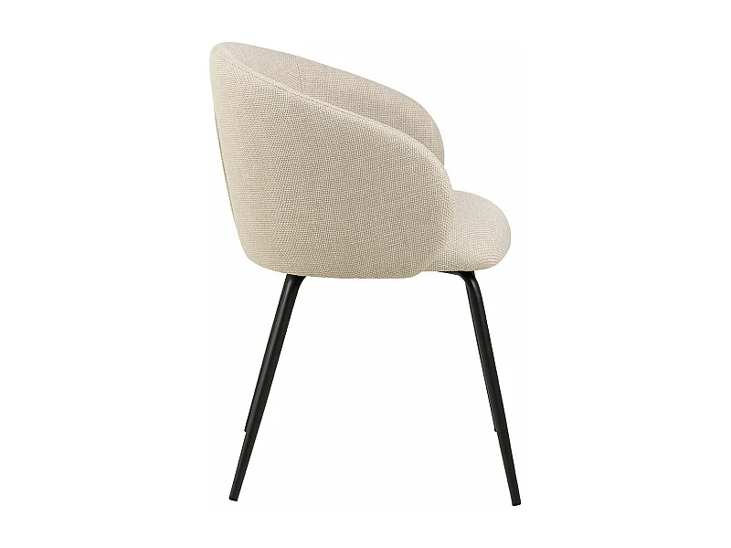 Sedia da pranzo Eleanor con braccioli in tessuto beige.