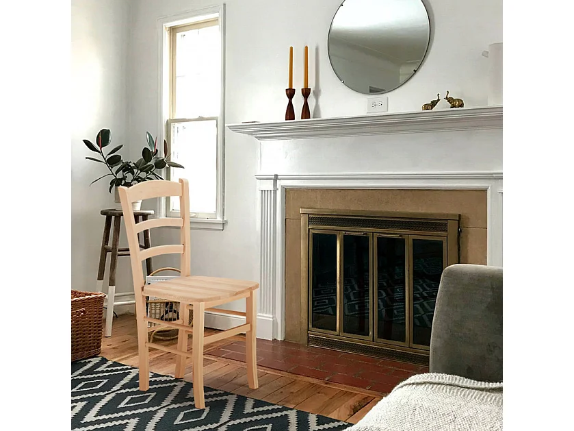 Chaise rustique traditionnel bois clair Kuza - Lot de 2