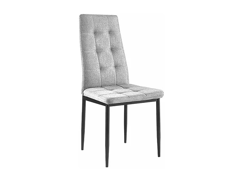 Silla de tela acolchada gris claro y patas de acero negro Kentor