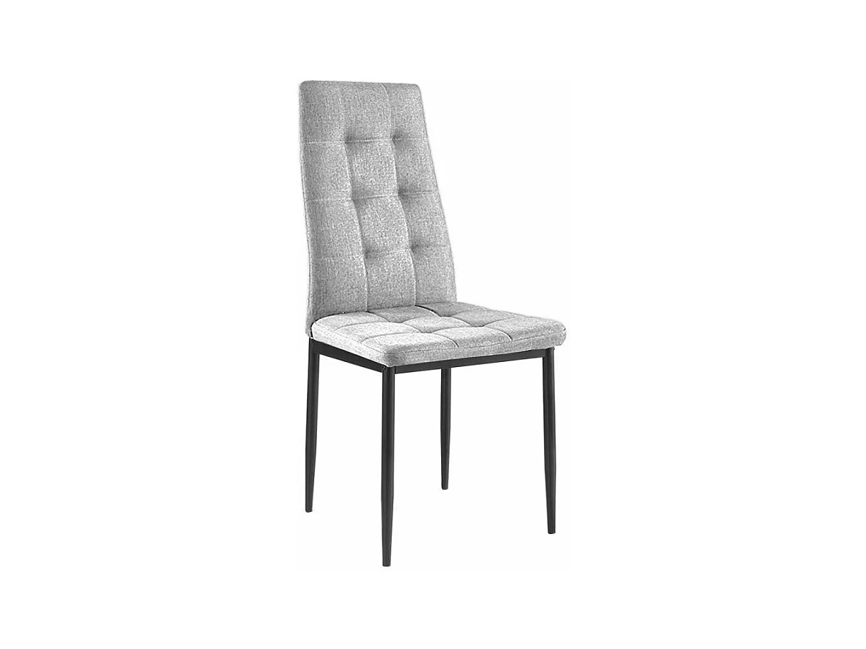 Silla de tela acolchada gris claro y patas de acero negro Kentor