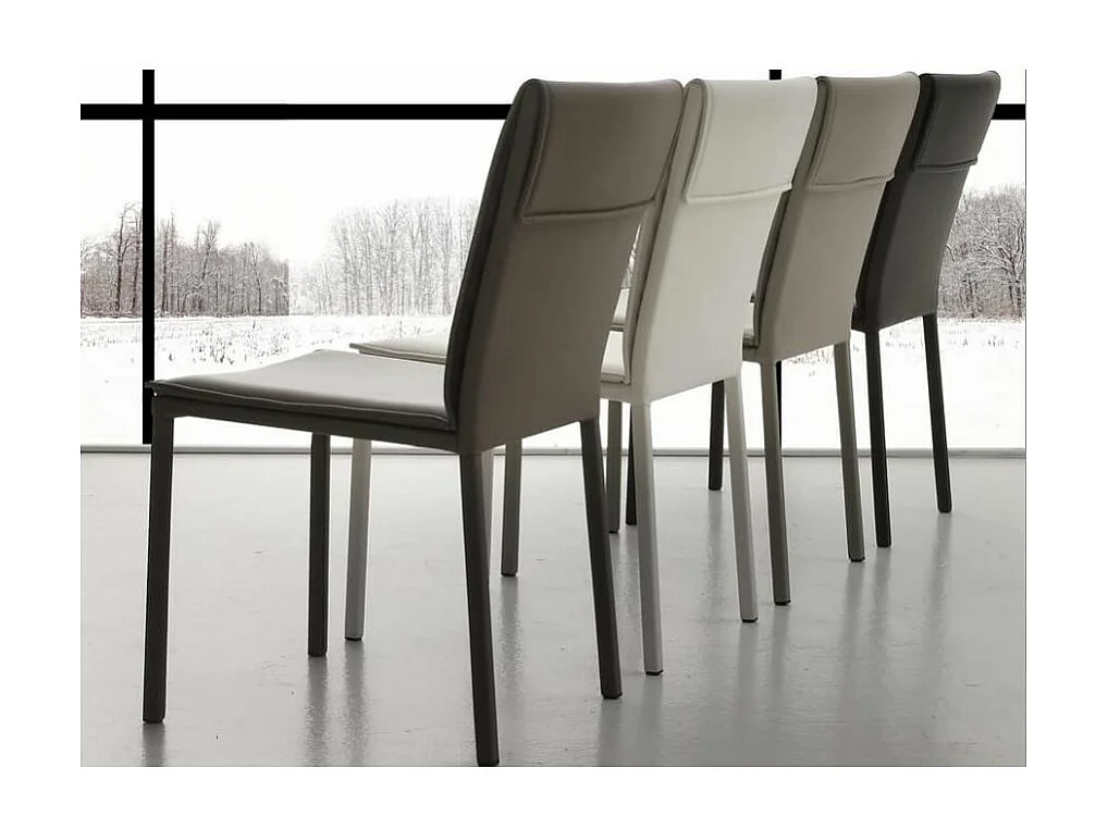 Chaise en faux cuir Jazon - Lot de 4-Couleur Beige foncé