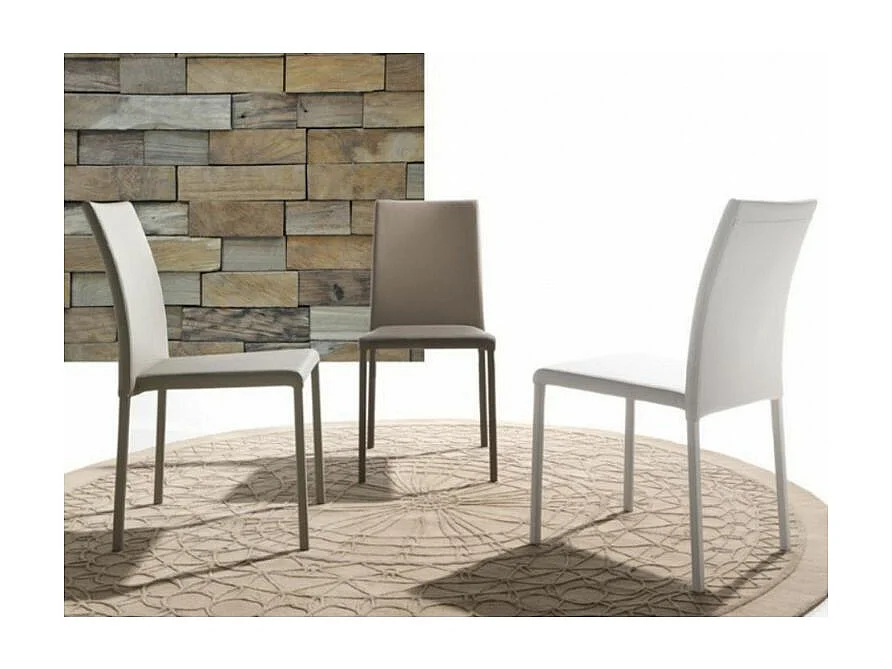 Chaise en faux cuir Jazon - Lot de 4-Couleur Beige foncé