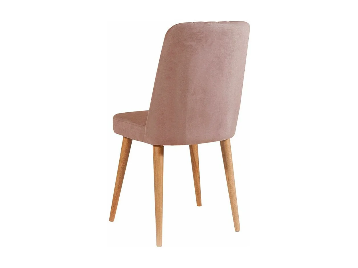 Chaise de salle à manger velours rose pale et bois naturel Akira