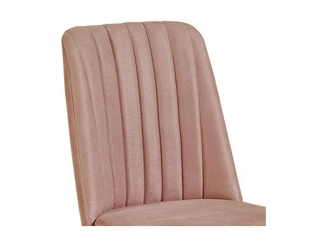 Chaise de salle à manger velours rose pale et bois naturel Akira