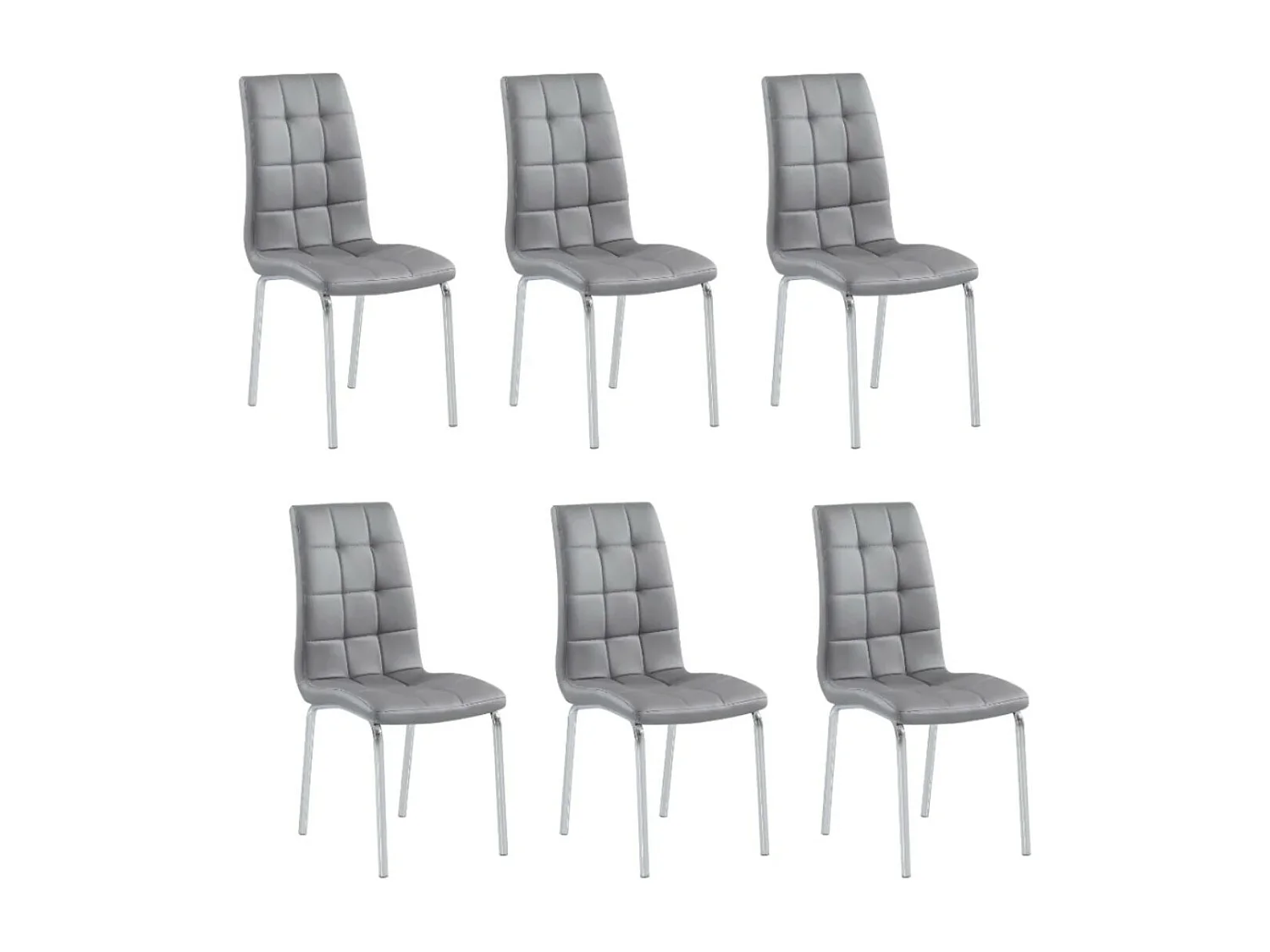 Chaise moderne simili cuir et pieds métal chromé Maeva - Lot de 6-Couleur Gris