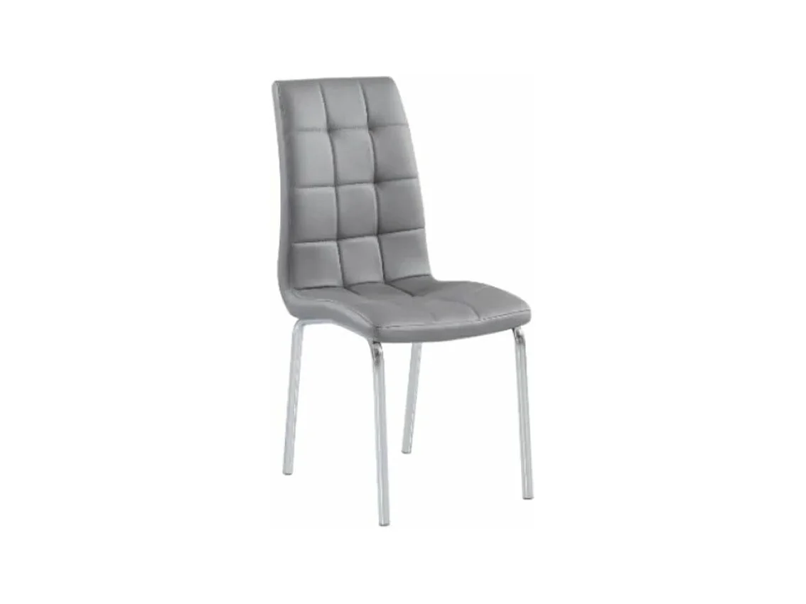 Chaise moderne simili cuir et pieds métal chromé Maeva - Lot de 6-Couleur Gris