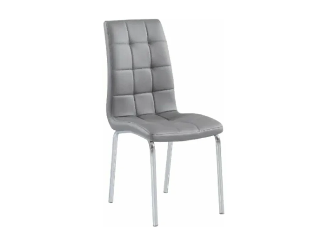 Chaise moderne simili cuir et pieds métal chromé Maeva - Lot de 6-Couleur Gris