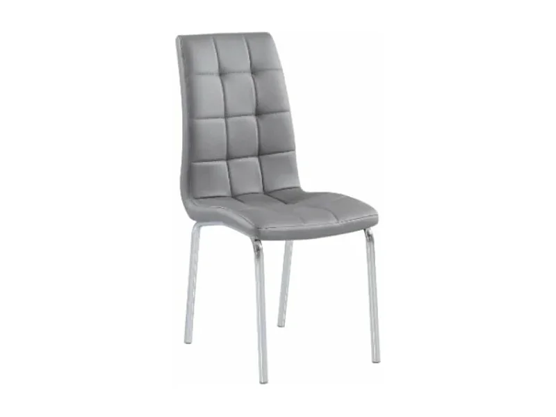 Chaise moderne simili cuir et pieds métal chromé Maeva - Lot de 6-Couleur Gris